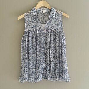 Lauren Conrad Floral Sleeveless Blouse Blue White Size‎ XSmall